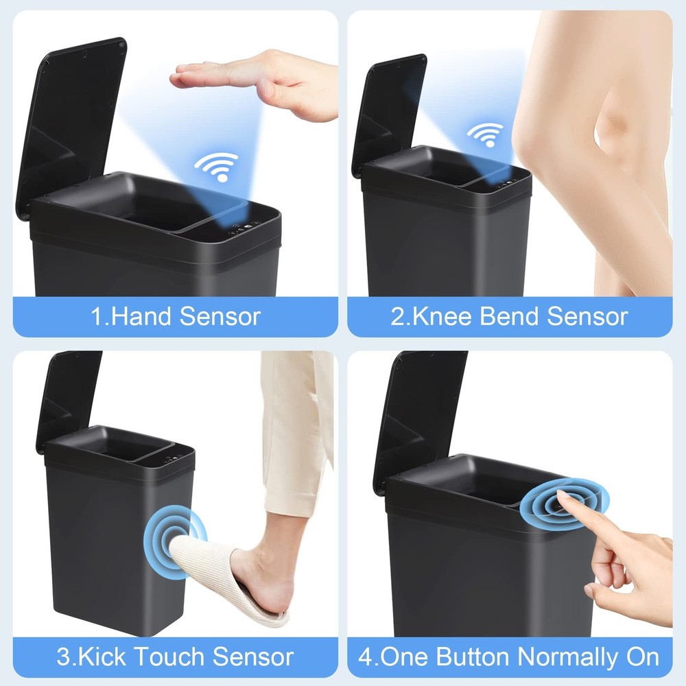Bathroom Touchless Trash Can 2.2 Gallon Smart Automatic Motion Sensor Rubbish...