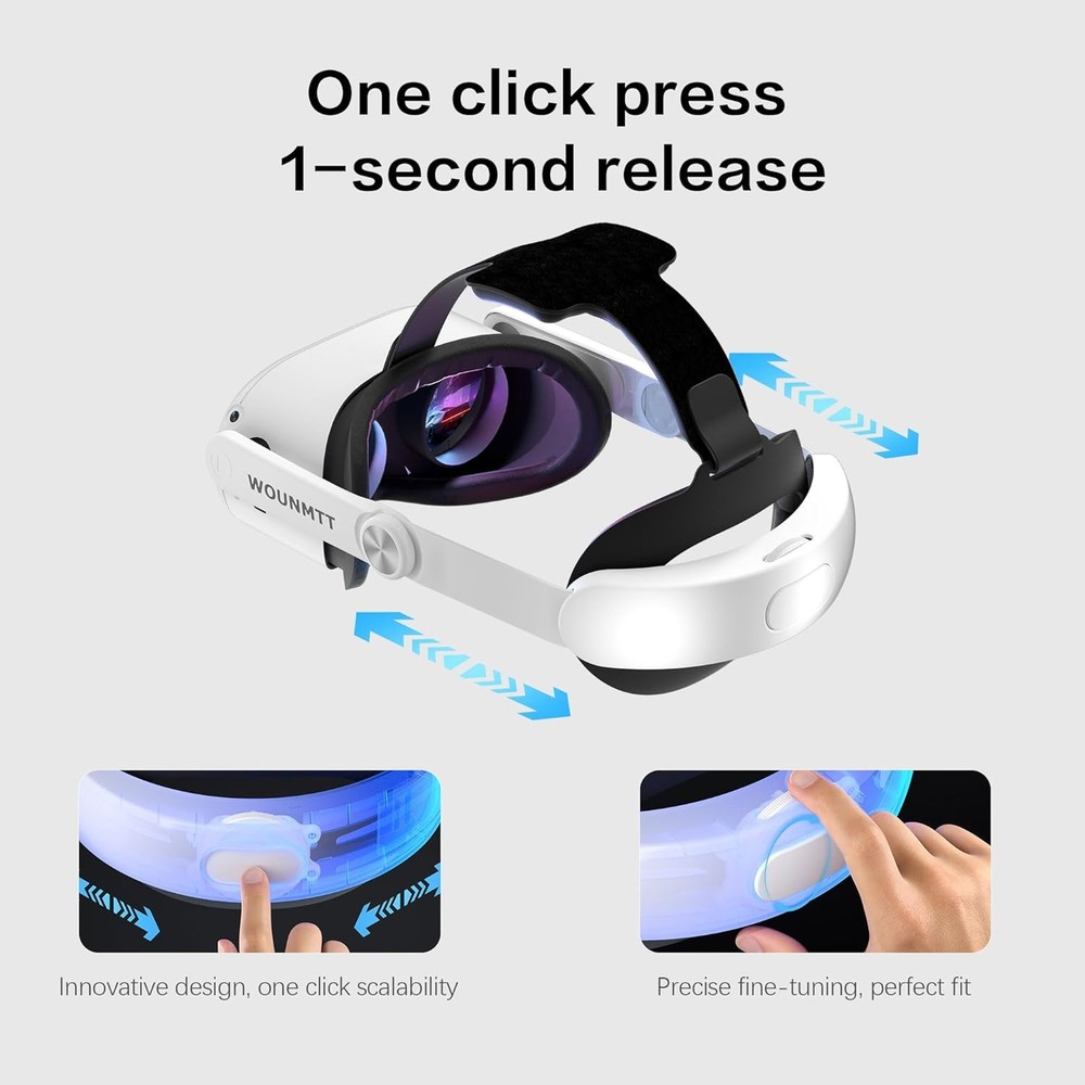 VR Head Strap for Meta Quest 2 Adjustable Comfort Band Foldable Support Strap