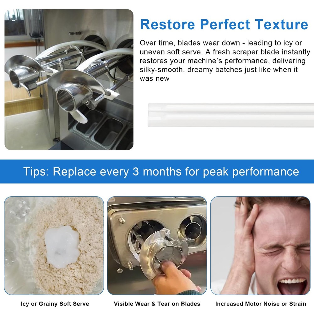 "17" Replacement Scraper Blade for Soft Serve Machines - 10 Pack"