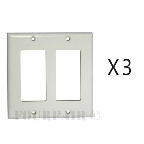 3 Pack - 2-Gang Decora Decorator Unbreakable Flush Wall Face Plate