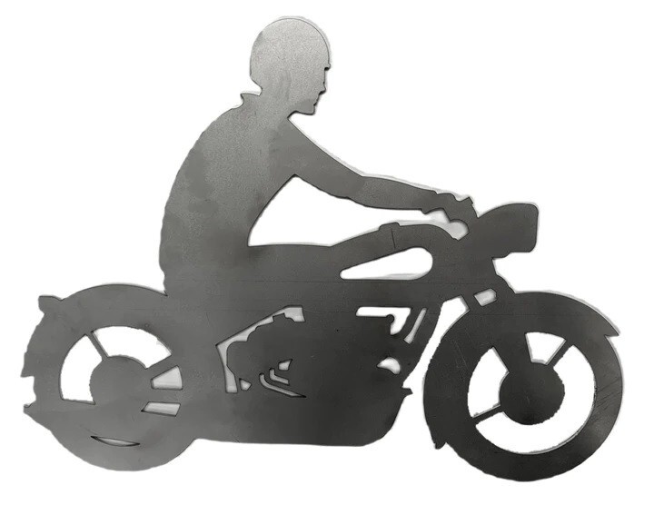 Silhouette Motorcycle Rider Harley Shape .075" Thickness Steel Flat Solid MC1491