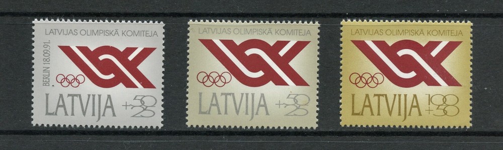 J349  Latvia  1992  Olympics   3v.    MNH