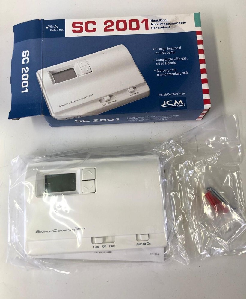 6/Box -Simple Comfort SC2001 ICM Controls Heat/Cool Non-Programmable Thermostat