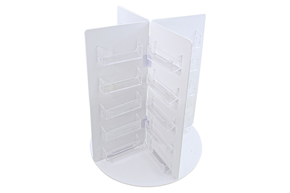 40 Multi Pockets Rotating Countertop Organizer Display Clear & White Premium