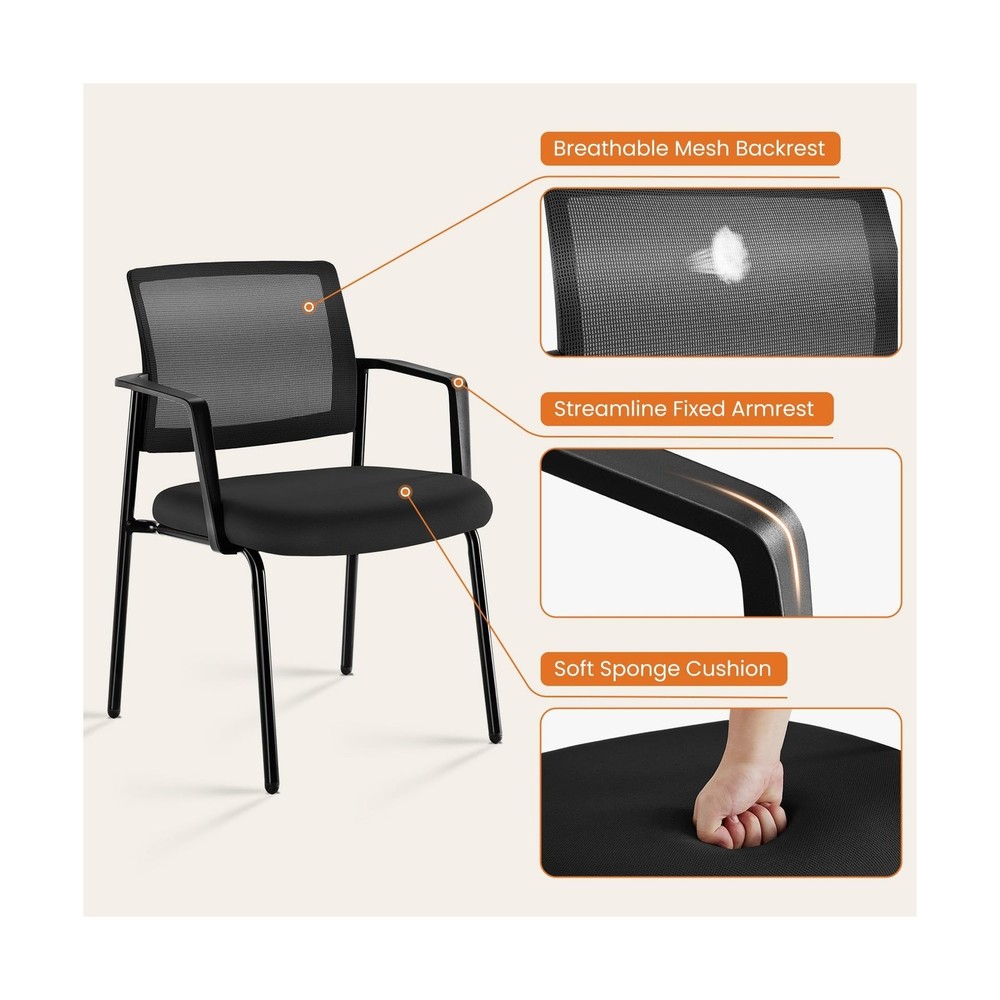Sweetcrispy Mesh Back Stacking Arm Chairs, Upholstered Fabric Stacking Chairs...