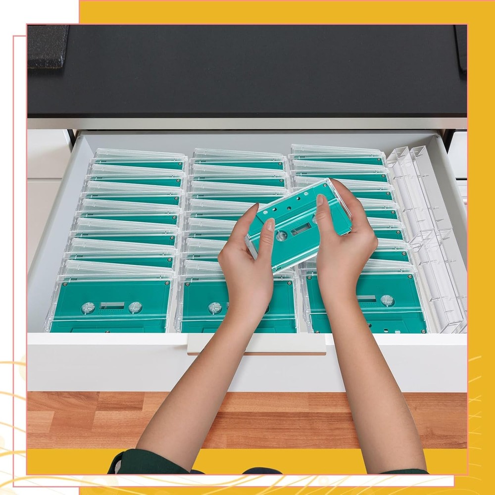 30-Piece Audio Cassette Storage Box Plastic Cassette Tape Case