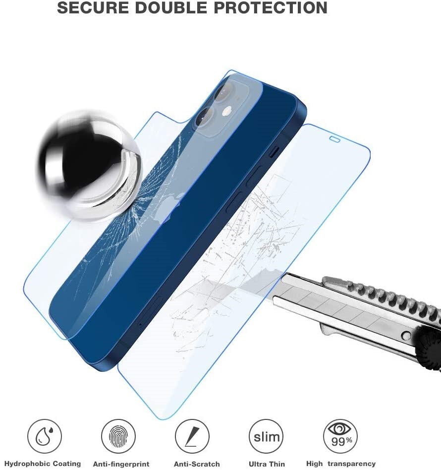 Front and Back Tempered Glass Screen Protector For iPhone 13 Pro Max Mini