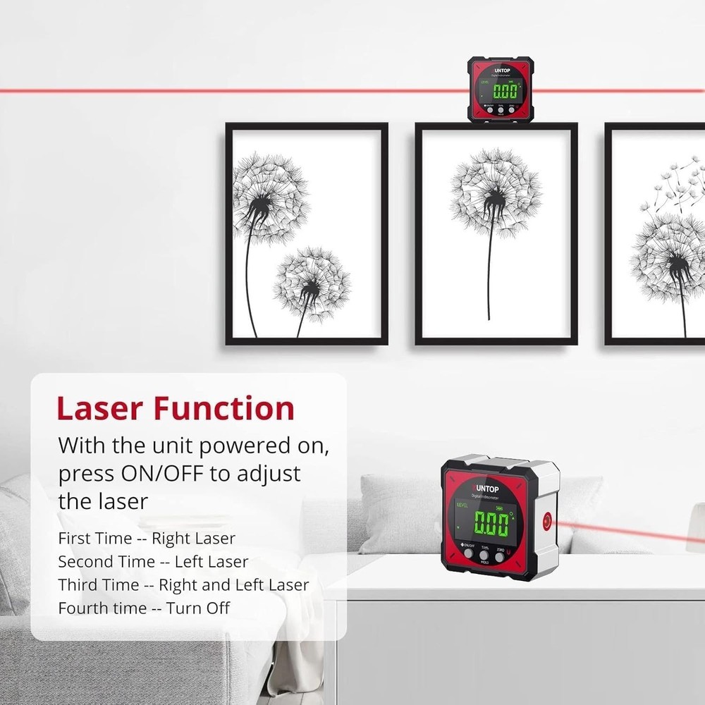 Compact USB Angle Gauge with Dual Laser & Automatic Inversion – Durable Design