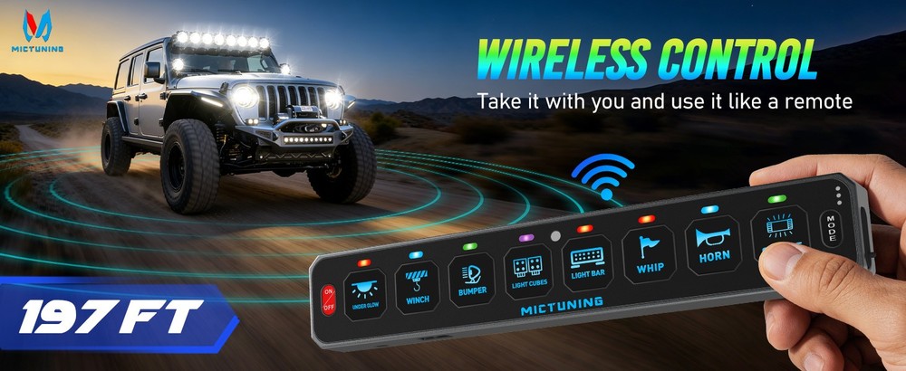 8 Gang Wireless LED Switch Panel Toggle Flash Remote Control for Boat & Vehicles