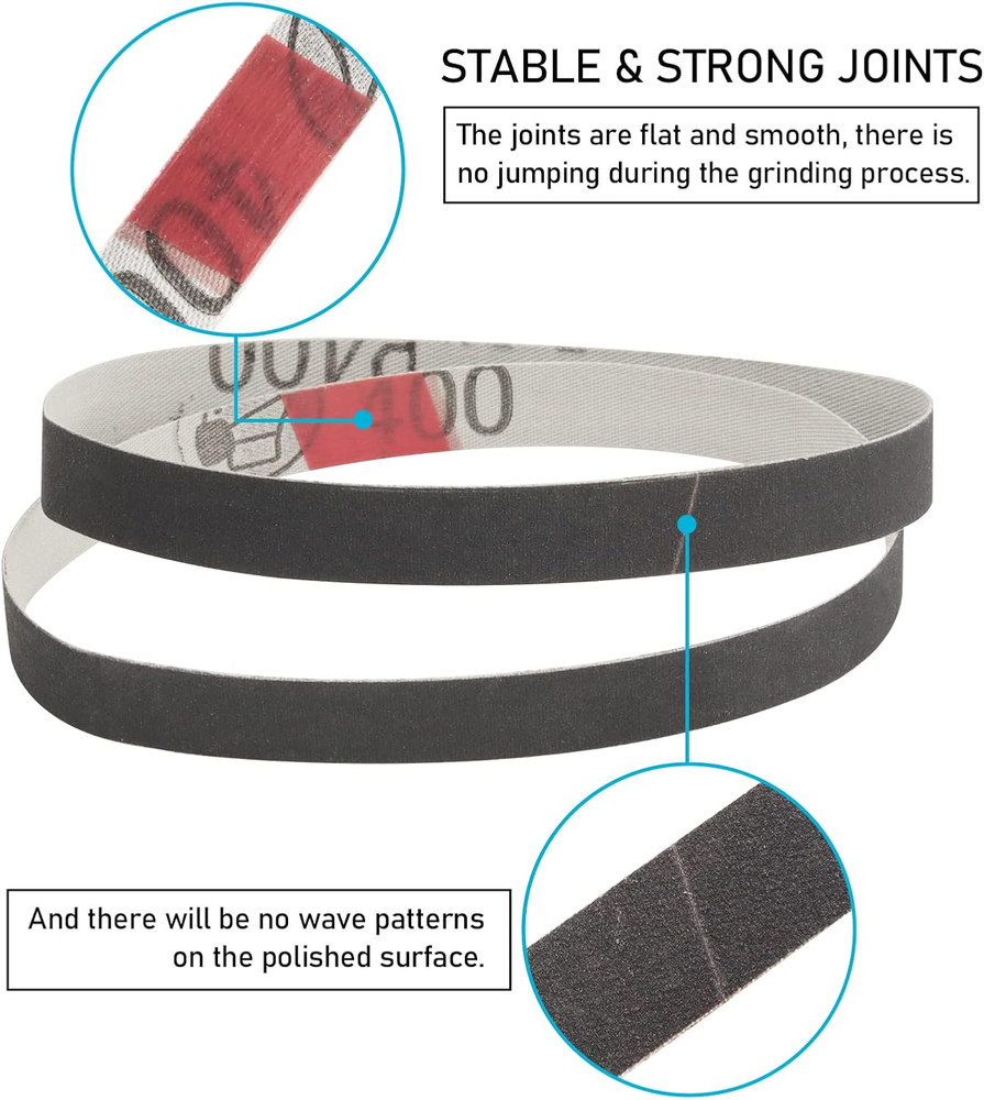 1/2" X 12" Knife Sharpener Replacement Belts Kit, 400 Medium Grit Sanding Belts