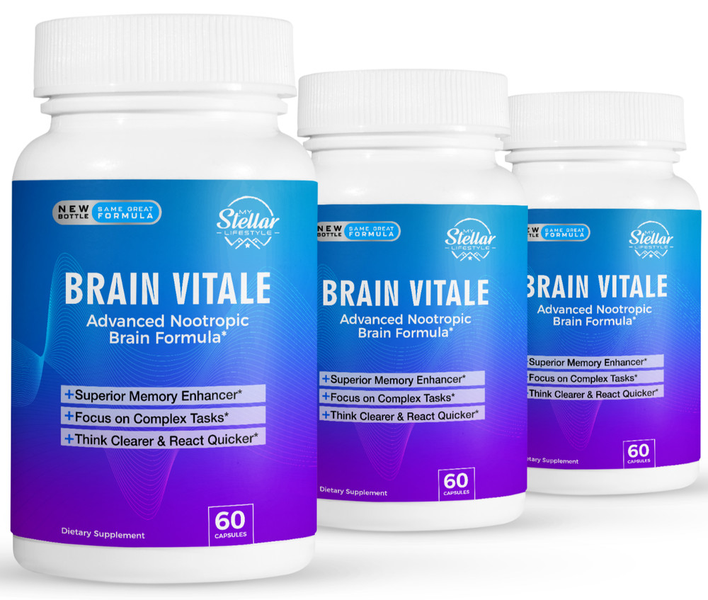 3 Pack Brain Vitale, advanced nootropic brain formula-60 Capsules x3