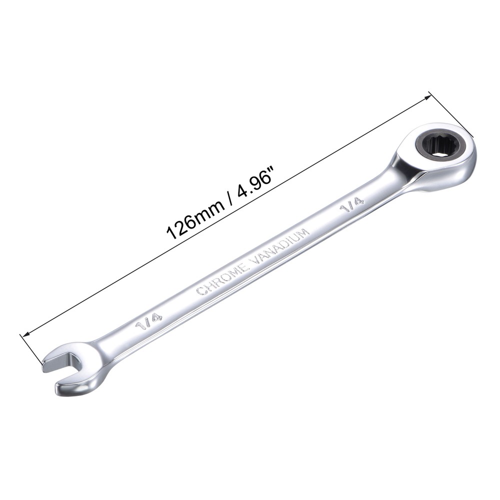 1/4" Ratcheting Combination Wrench SAE 72 Teeth 12 Point Box Ended Tool