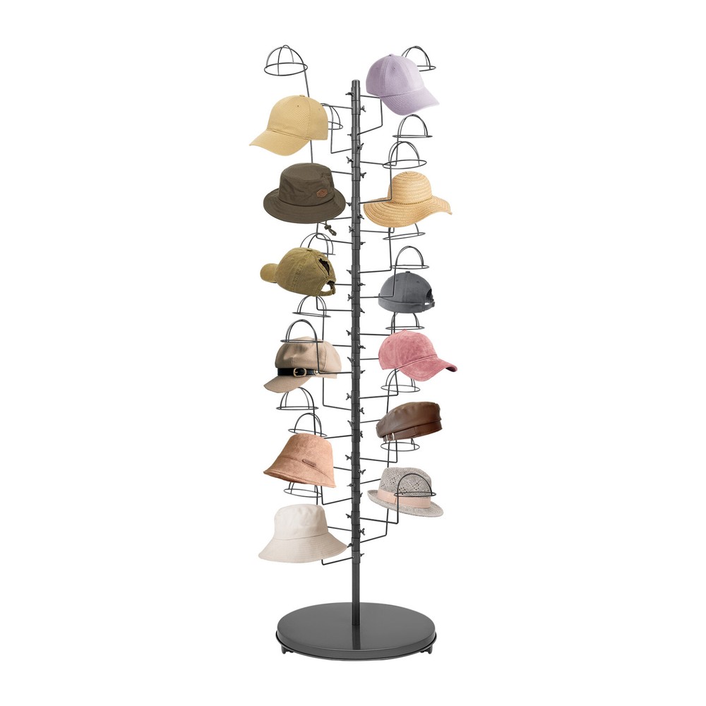 Freestanding Hat Rack Stand, Rolling Hats Display Rack, Hat Display Stand Black