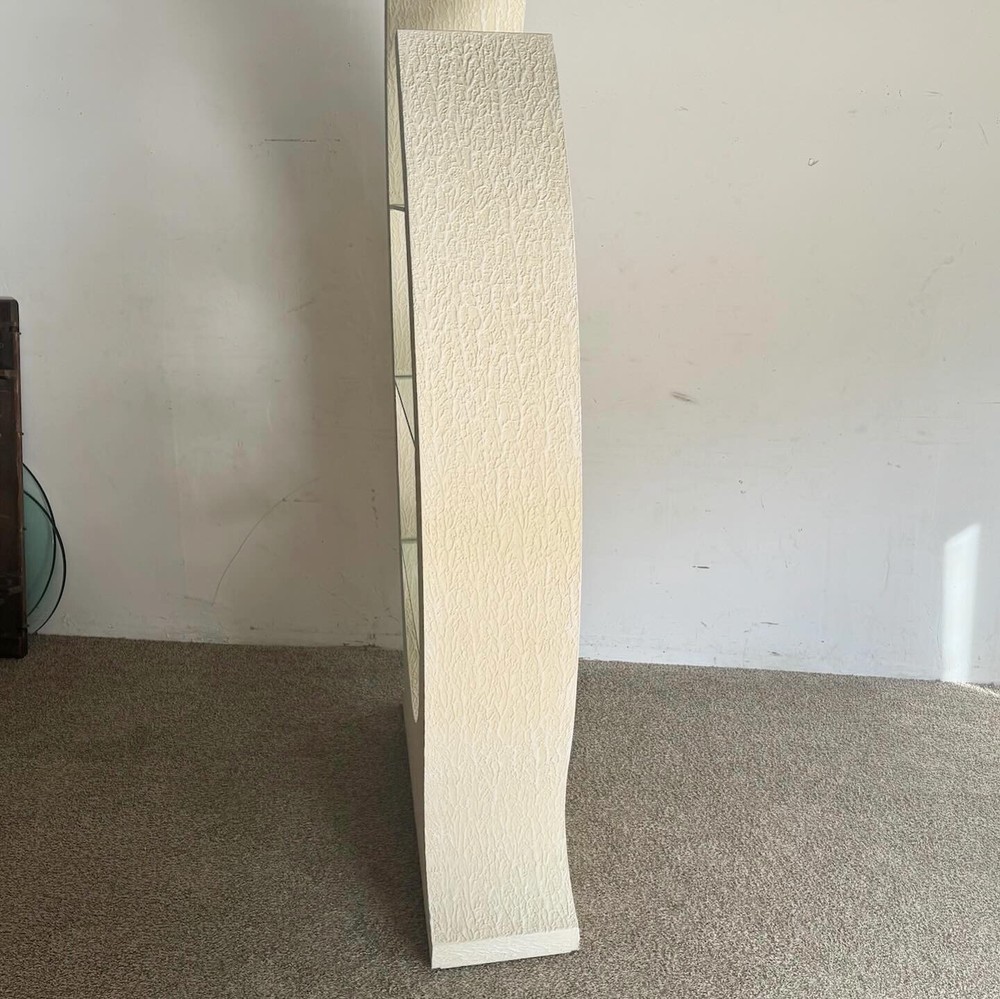 Postmodern Sculpted White Stucco Etagere/Bookshelf