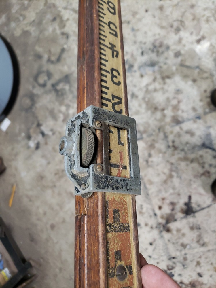 BUFF Vintage Wood Surveyors Elevation Grading POLE Approximately 13' 3"