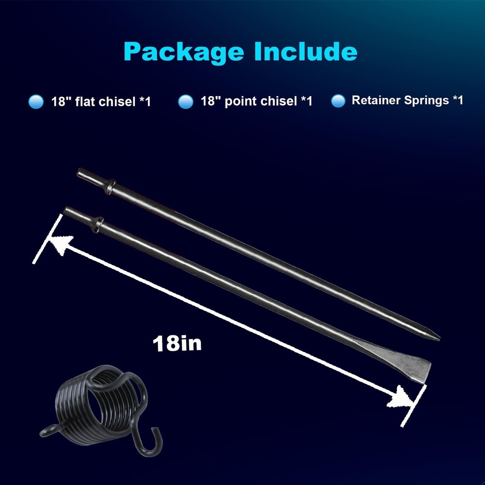 Pneumatic Cold Chisel Set, 3/4" Width 18" Long Air Pneumatic Hammer with Air ...