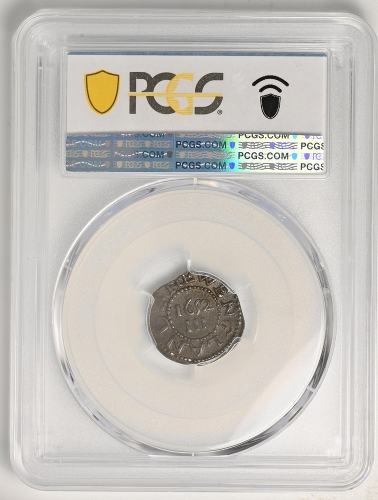1652 PINE TREE THREEPENCE PCGS MS 61