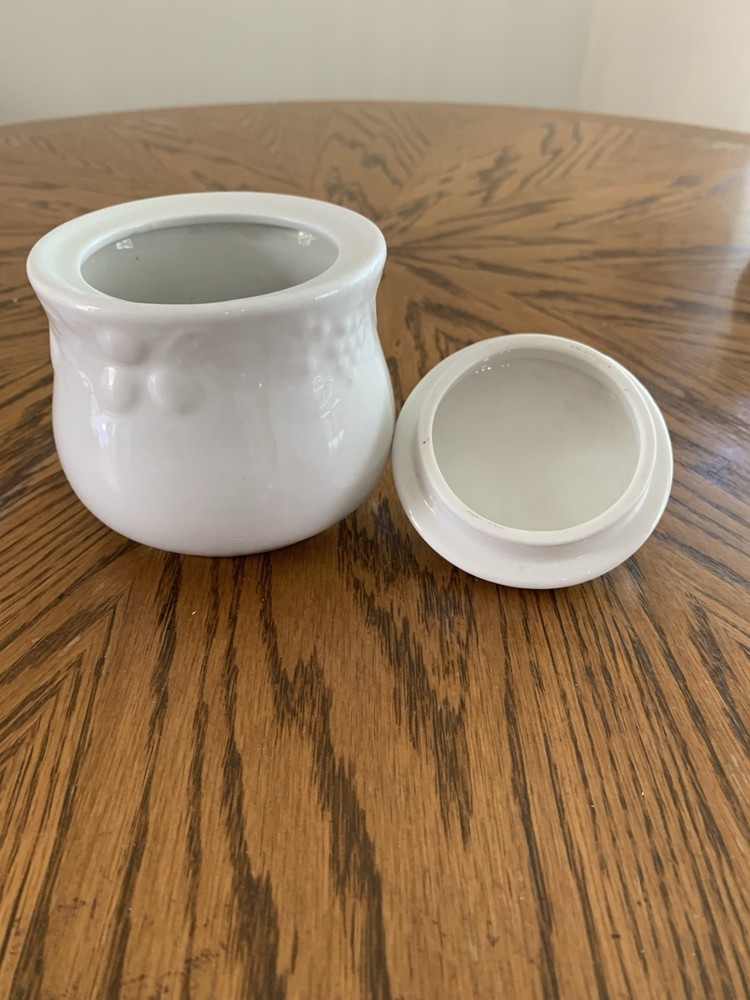 Gibson Cream & Sugar Set, White With Embossed Fruit Design, Ceramic, EUC