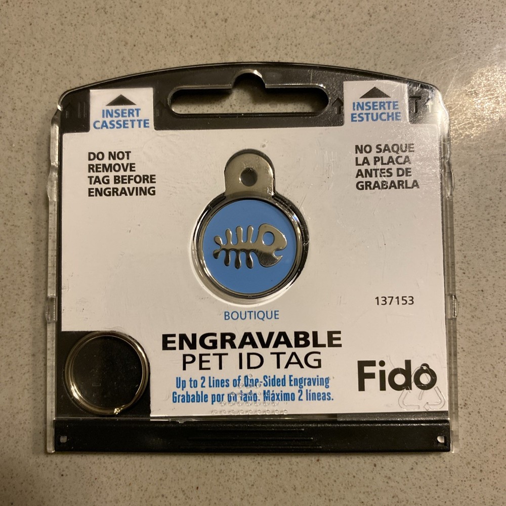 Fido Engrave Pet ID Tag Blue Fish Design