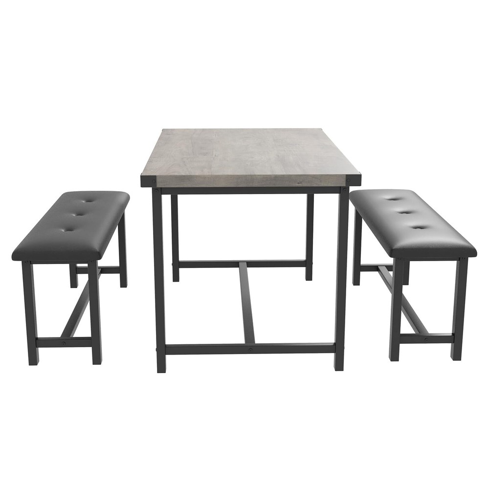 🔥Dining Table Set for 4 Kitchen Table with 2 Upholstered Benches 3 Piece Kitche