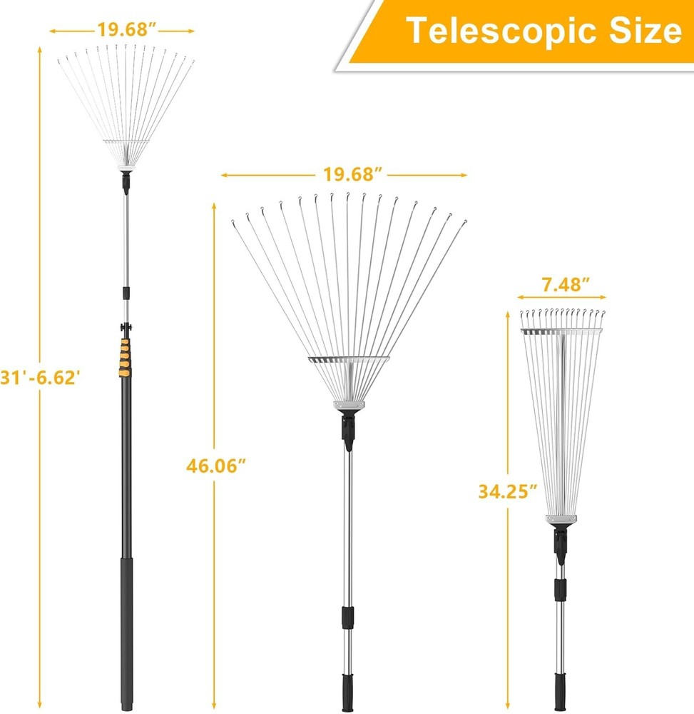 7 31ft Telescoping Roof Rake Yard Tool Dual Use