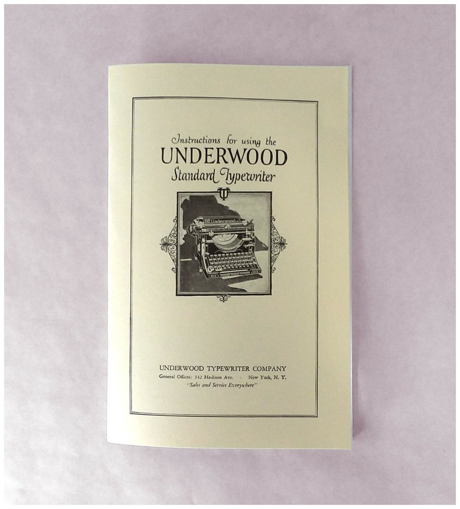Underwood No. 3 Typewriter Instruction Manual User Guide Standard Number Three
