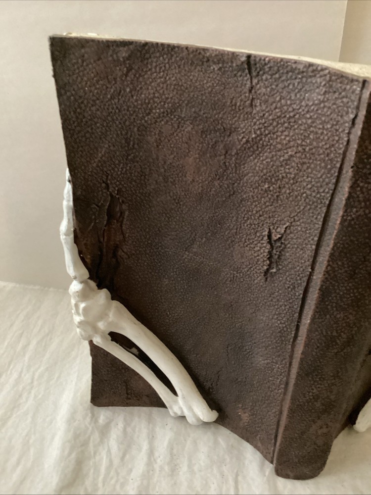 Open Spell Book W/ Skeleton Hands Halloween Prop Decor