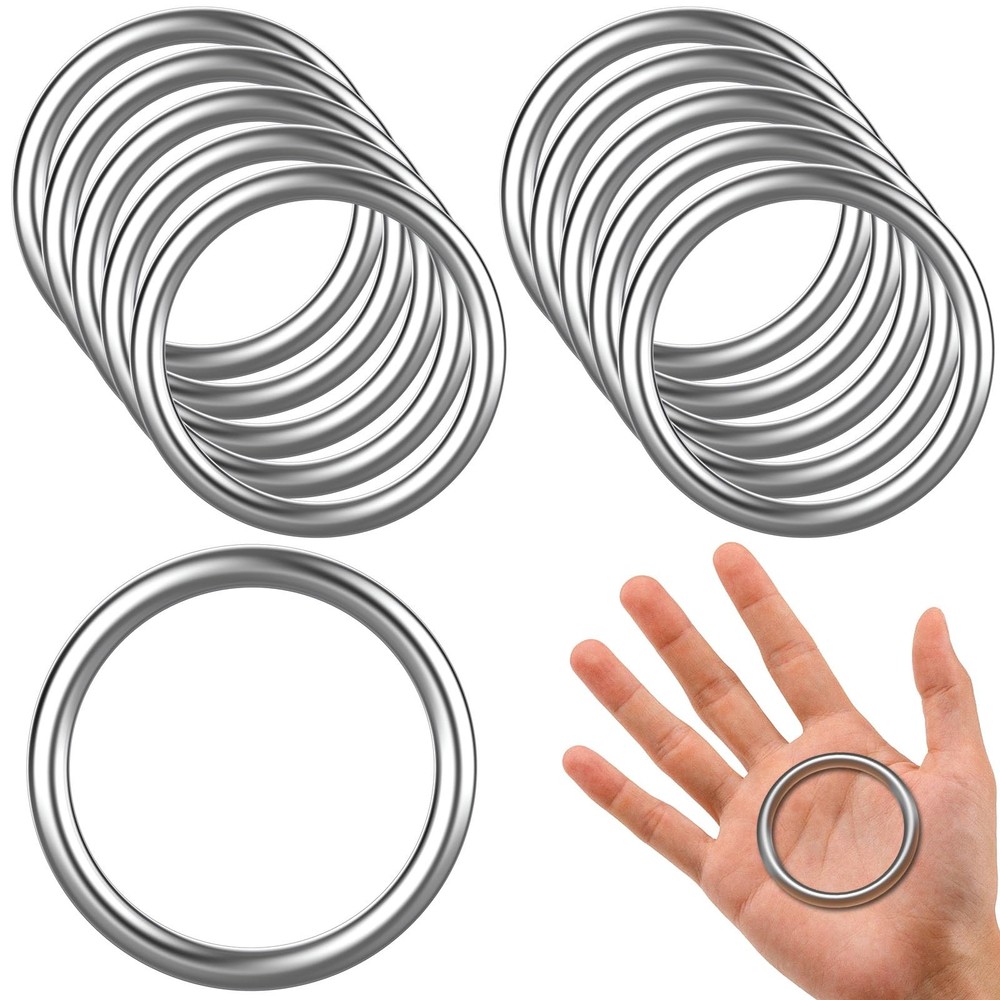 Hotop Metal O Ring Seamless 304 Stainless Steel Rings Welded 2 Inches, silver