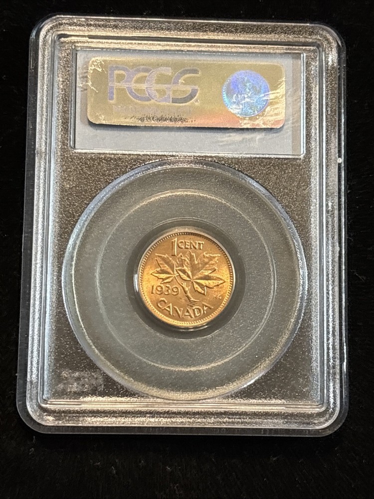 1939 Canada Penny Uncirculated Pcgs Ms64 Red Small Cent