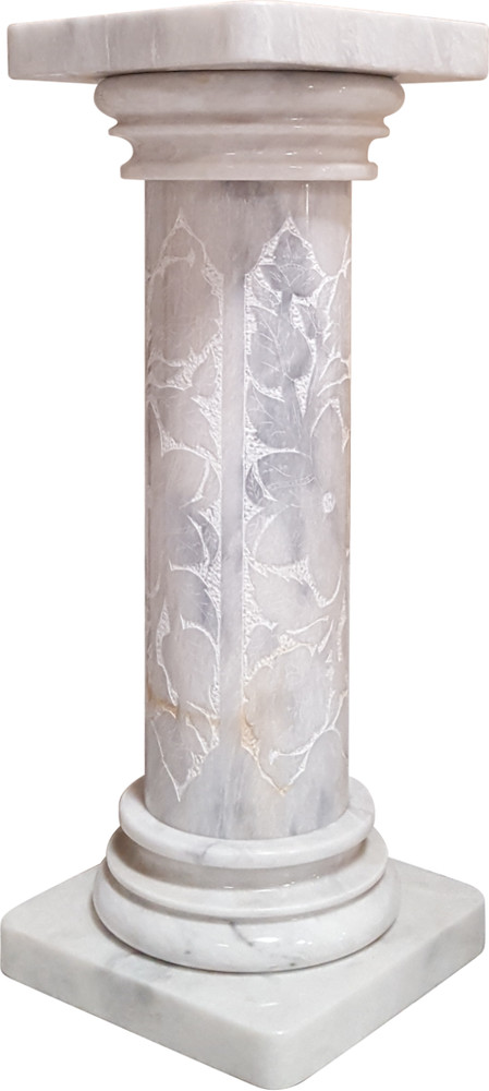 Solid White Marble Pedestal Column 36" Tall. Pickup Only.
