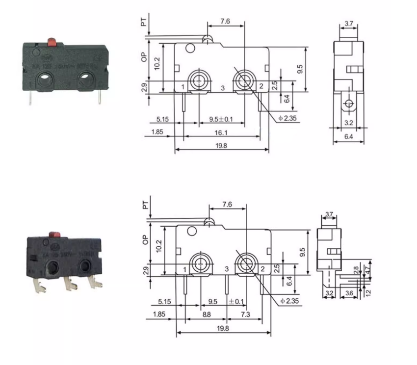 Micro switch Long Curved Roller Lever Snap Action Limit Switch KW12 KW11-3Z 5A