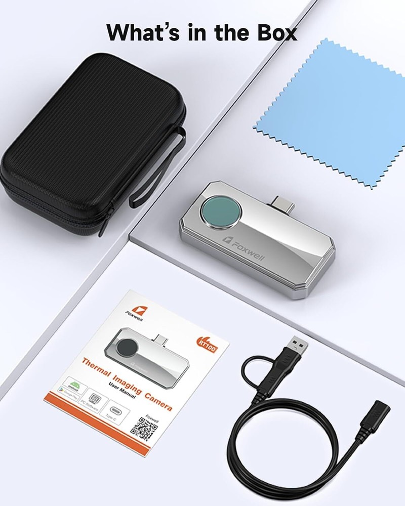FOXWELL RT100 Thermal Imaging Camera for Android (USB-C): 256x192 IR Resolution