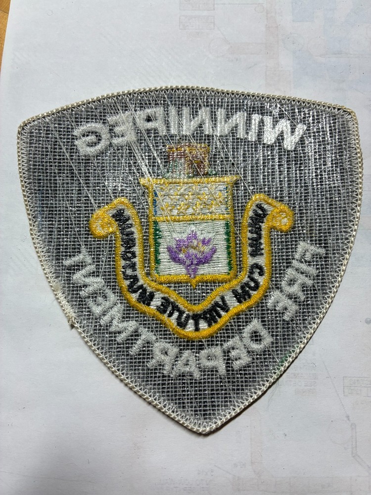 Winnipeg CANADA Fire Department patch, white stitching. Free Shipping