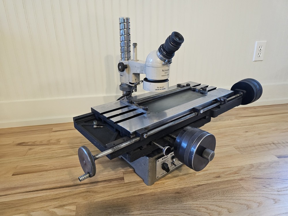 Nikon Measurescope Toolmakers Measuring Microscope X-Y Table Brown & Sharp Dials