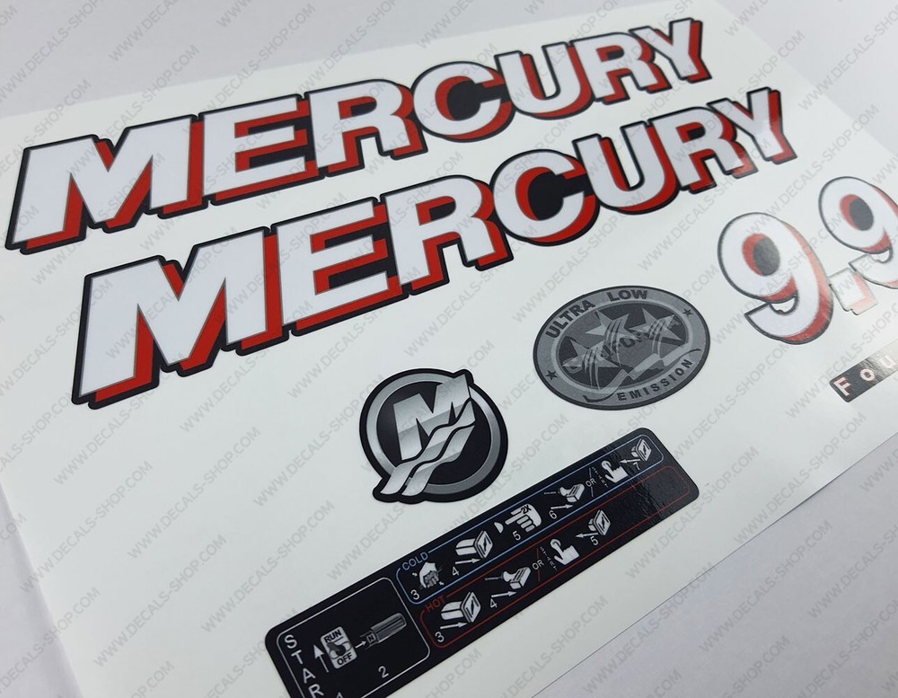 Mercury 9.9 hp Four Stroke 2006-2012 outboard engine decals sticker