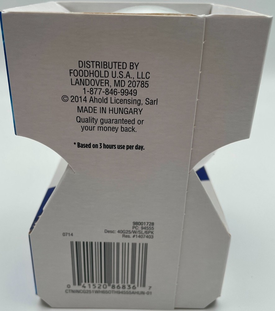 6-Pack Globe Light Bulbs, Smart Living, G25 Soft White 40 Watt