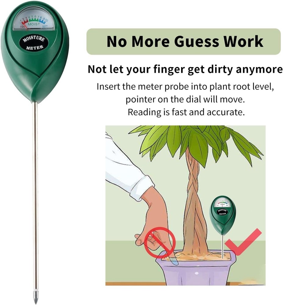 Extended Long Probe Soil Moisture Meter, 2 Pack Plant Water Meter Soil Meter ...