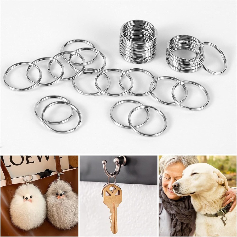 200PCS Key Rings, Split Bulk Keyrings for Keychain and Crafts (25mm) silver