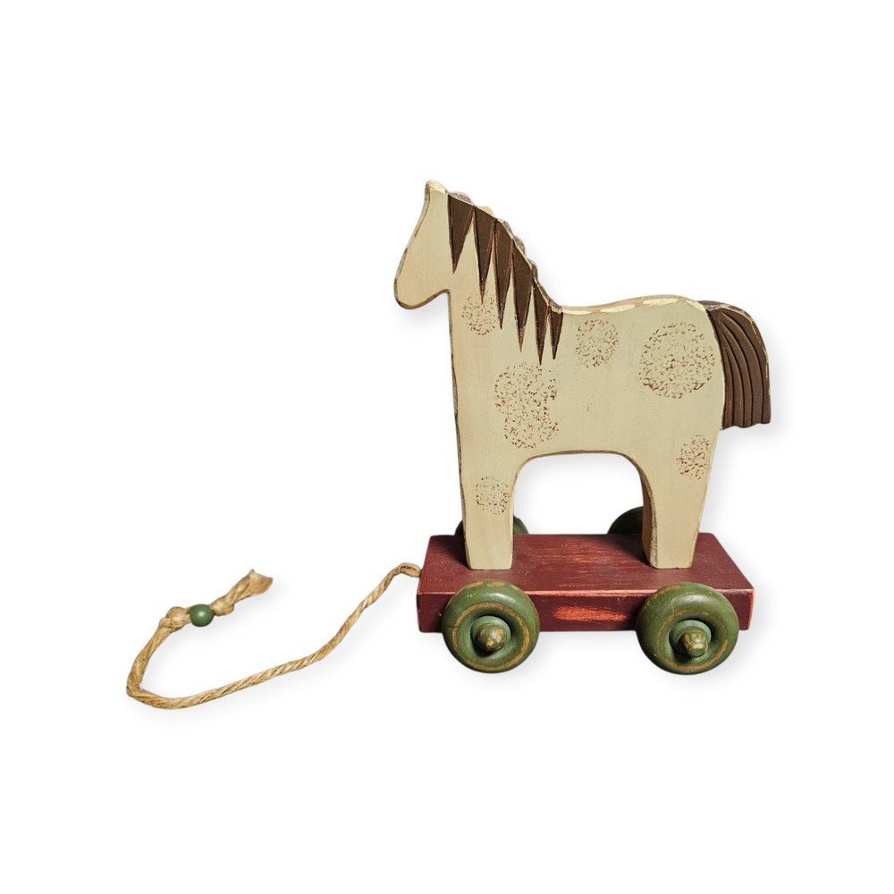 Vintage Pull Horse on wheels Primitive Folk Art