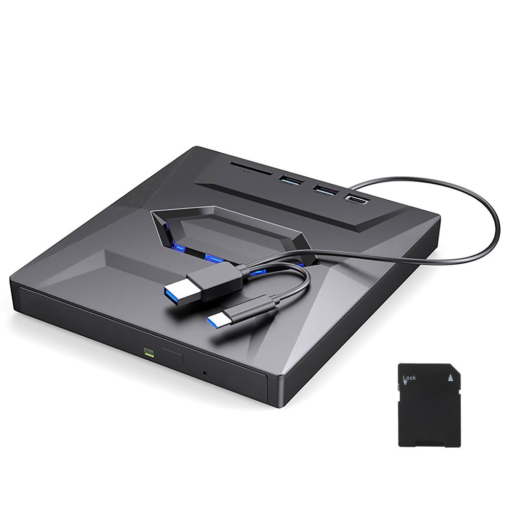 5 in1 USB 3.0 Portable External CD/DVD Drive Player USB Hub For Laptop Desktop
