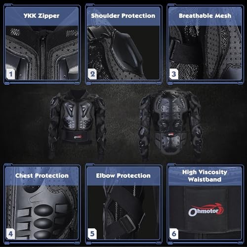 Motorcycle Body Protective Jacket Armor Men, Motocross Medium-Large Black