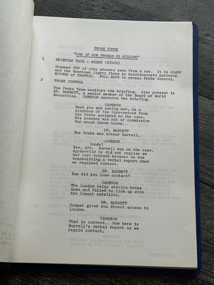 PROBE TV Show Script One Of Our Probes Missing Final Draft 1972 Leslie Stevens