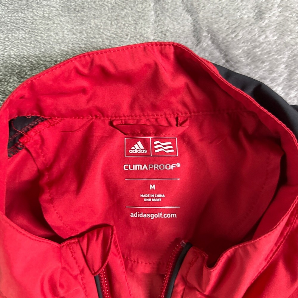 Adidas ClimaProof Golf Windbreaker Pullover Short Sleeve Red Medium