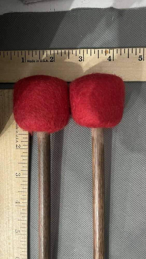 Pair PREMIUM Red Mallets LARGE Gong Rollers Singing Bowl PRO Multi Cymbal Drum