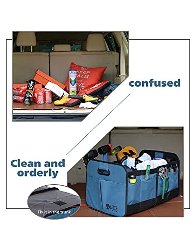 Car Trunk Organizer Storage SUV Foldable Cargo Storage Containers with 9 Blue