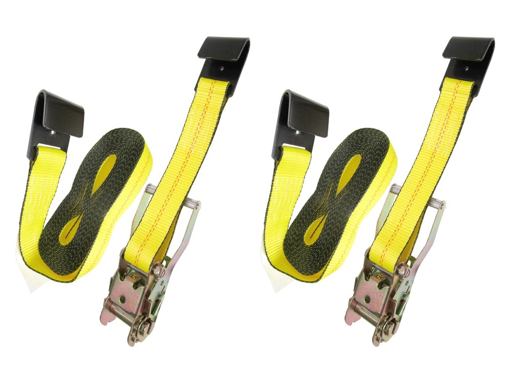 2" x 15' Ratchet Strap Tie Down Assembly with Flat Hooks for Cargo Control 2 pcs