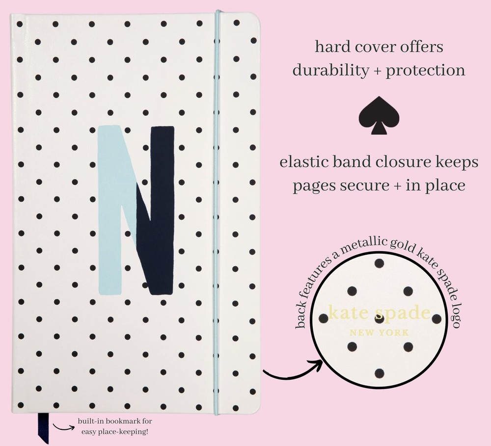 Kate Spade New York Take Note Large Polka Dot Leatherette Initial Notebook Bo...