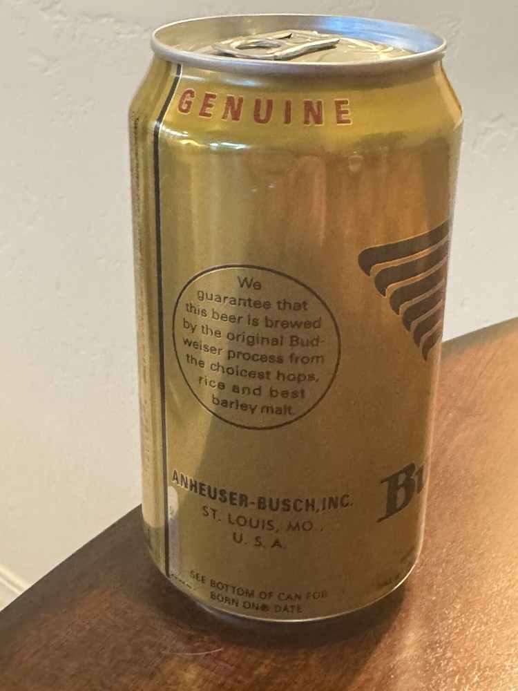 Budweiser Lager - Gold Opening Instructions recreated can - Empty Beer Can