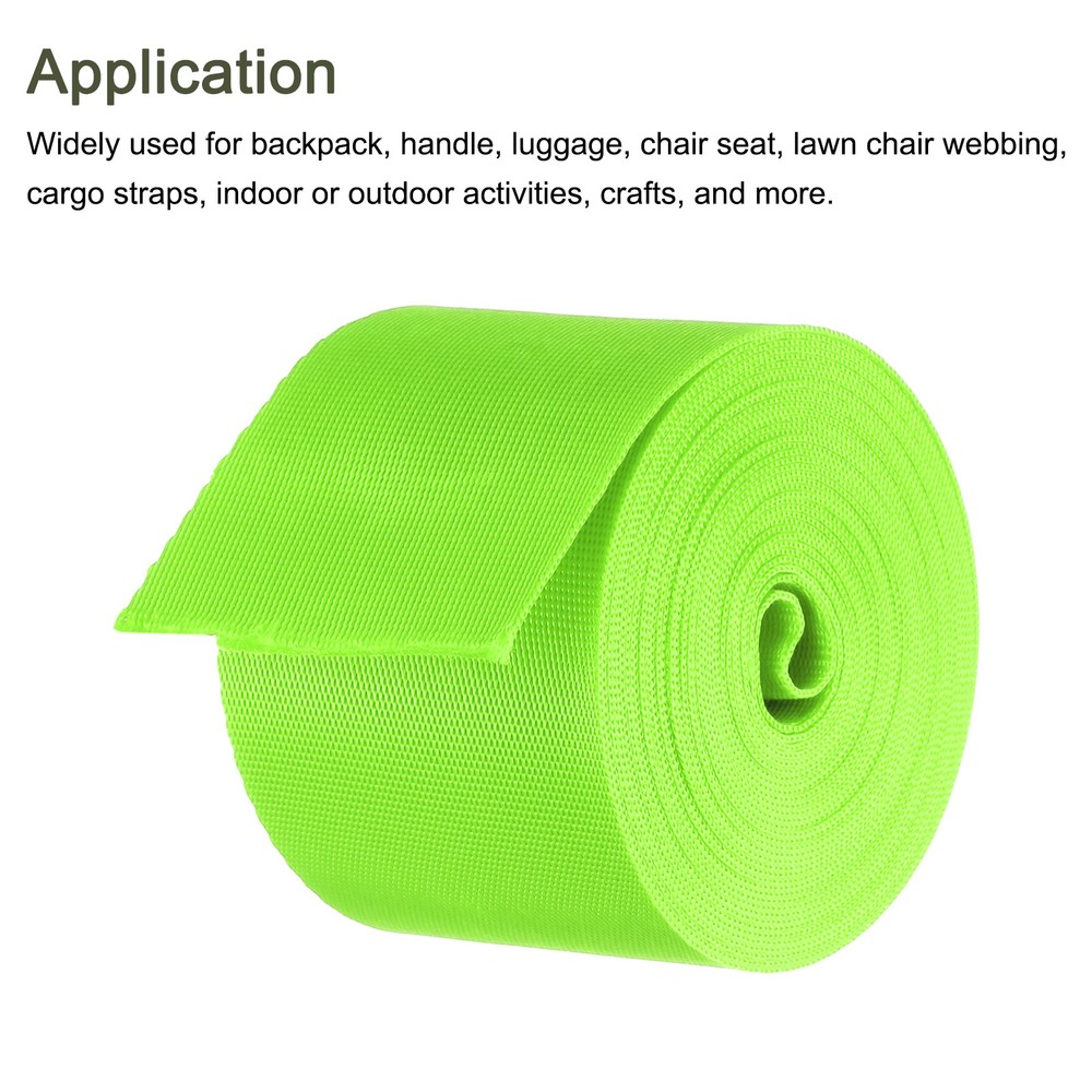 Flat Nylon Webbing Strap 2 Inch 5 Yards Fluorescent Green for Backpack