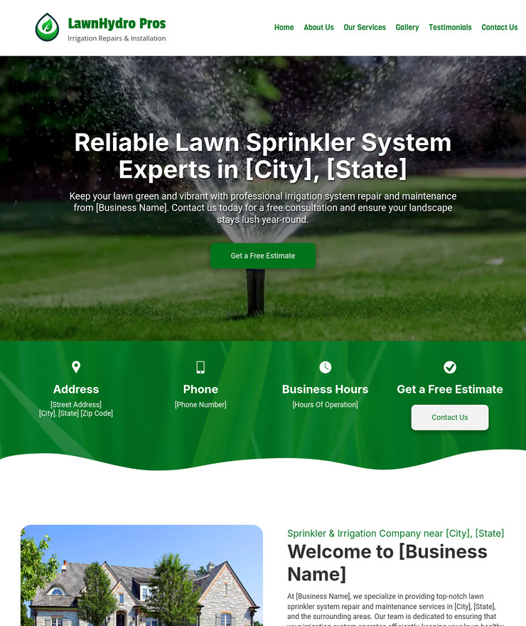 Irrigation & Sprinklers Customized Business Website *SEE FULL DESCRIPTION*